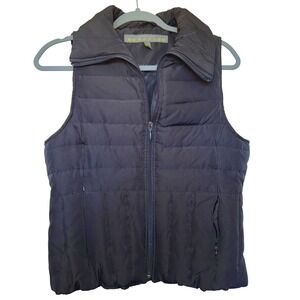 Kenneth Cole Reaction Down Puffer Vest Womens M Black Sleeveless Full Zip